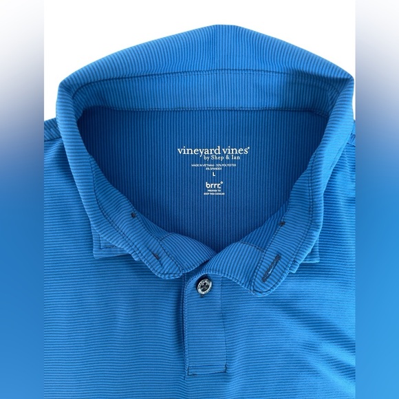 Men’s Vineyard Vines Short Sleeve Blue Stripe Golf Casual Polo Size Large - Picture 4 of 6